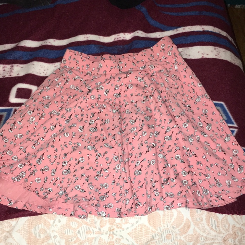 Pink flower mini skirt